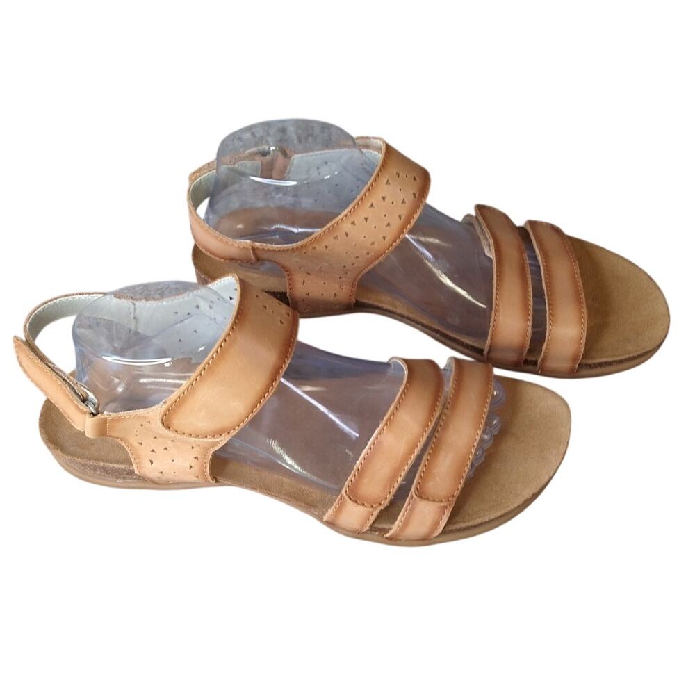 Propet Farrah Women's Leather Sandals Size 11 Tan Comfort Cork Footbed